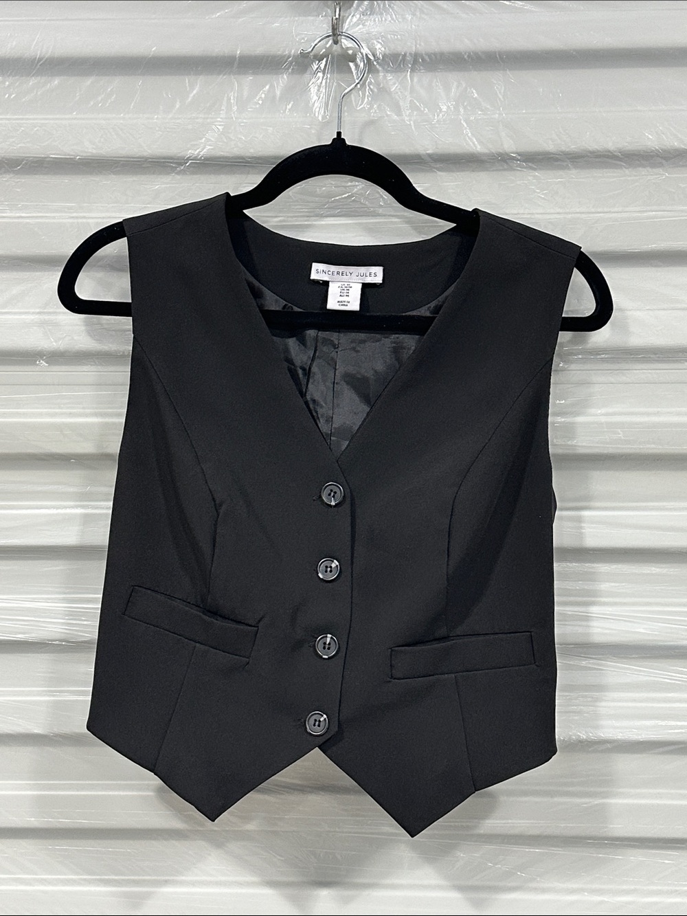 Sincerly Jules Black Tailored Button Vest